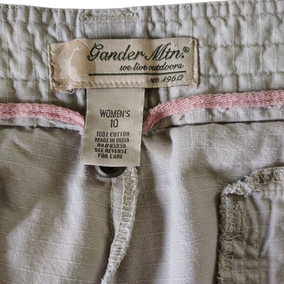 Beige Cargo Capri Pants Textured Wide Leg Mid-rise Size 10 Women's Gander Mtn. - Picture 4 of 9